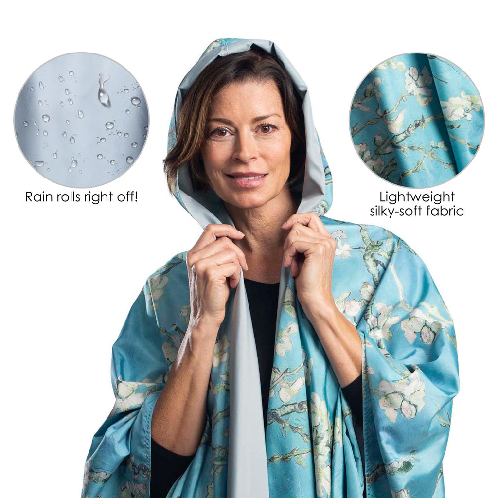 van Gogh Almond Blossom Womens Rain Cape Rainproof Breathable Rain P