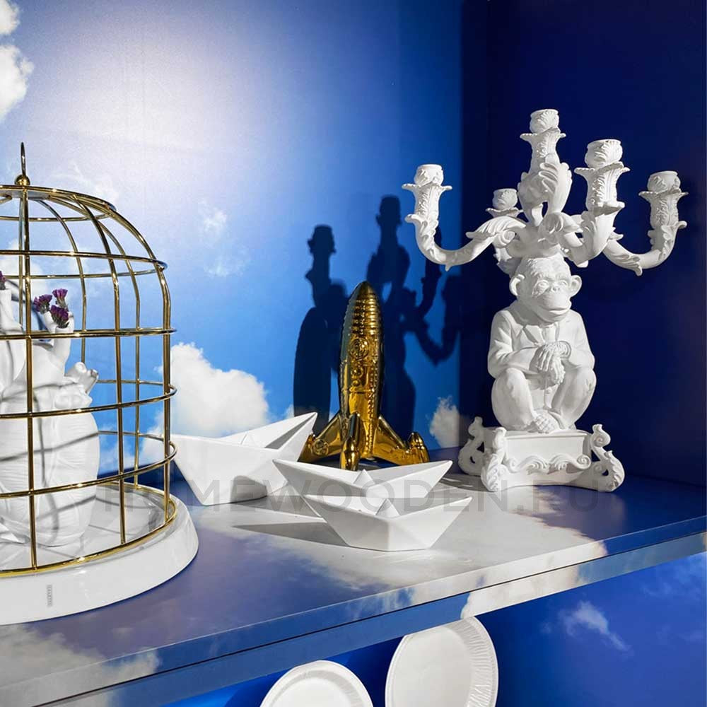 Seletti Burlesque Chimp 5 Arms Candle Holder White, 19” – Speranza