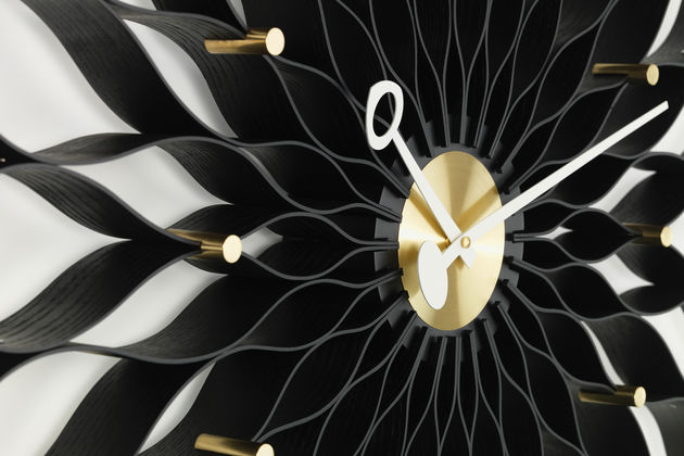 Vitra Wall Clock Sunflower Clock Black and Brass 1958