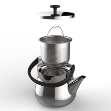 Stainless steel tea kettle and teapot with a 900ml capacity designed by Naoto Fukasawa for Alessi.
