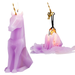 Candle Unicorn Einar with Skeleton Lilac Unscented