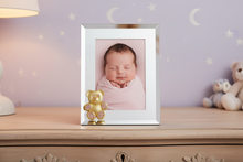Gold Teddy Bear with Light Rose Crystals 5" x 7" Picture Frame