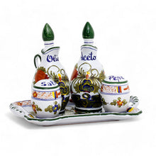 FAENZA-CARNATION: Oil and Vinegar Salt and Pepper menage [R]