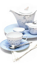 Silver Rain Tea Cup + Saucer (Set of 4)