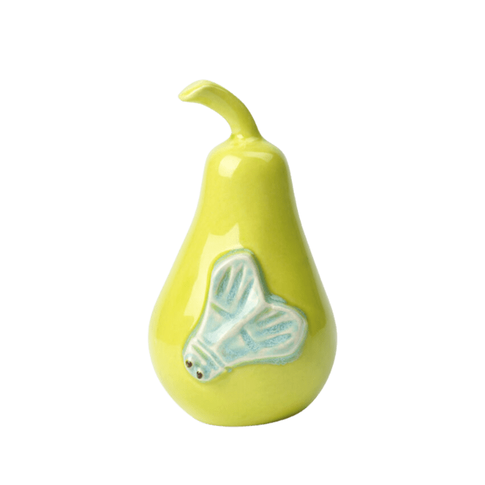 Kähler Poppery Pear with Moth, Green/Mint, H: 4.3