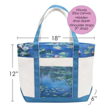 Monet Water Lilies Large Shoulder Strap Canvas Boat Tote