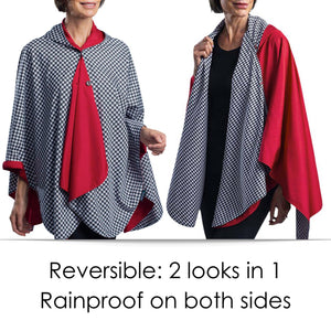 Crimson Black & White Houndstooth Womens Rain Cape