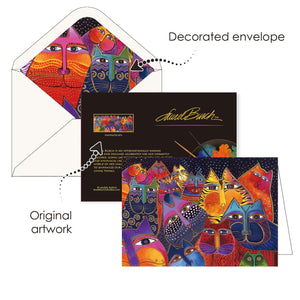 Note Cards - Laurel Burch Cats - Box of 16 Cards & Envelopes