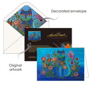 Note Cards - Laurel Burch Cats - Box of 16 Cards & Envelopes