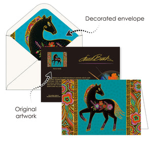 Note Cards - Laurel Burch Horses - Box of 16 Cards & Envelopes