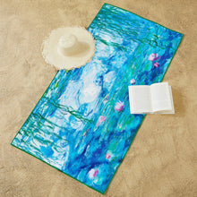 Oversized Beach Towel 40x63" - Microfiber, Quick-Dry, Monet Nympheas