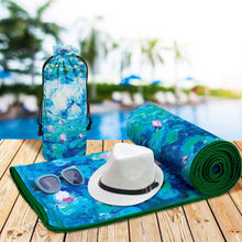 Oversized Beach Towel 40x63" - Microfiber, Quick-Dry, Monet Nympheas
