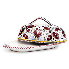 ORVIETO RED ROOSTER: Oval Butter Dish with Cover