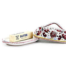 ORVIETO RED ROOSTER: Oval Butter Dish with Cover