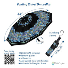 RainCaper Tiffany Clematis Folding Travel Umbrella