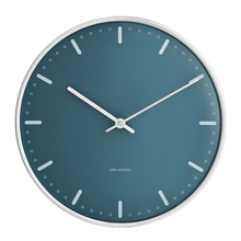 Arne Jacobsen City Hall Wall Clock, Large, Blue, Ø: 11.4”