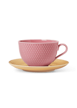 Lyngby Porcelæn Rhombe Color Tea Cup With Matching Saucer