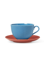 Lyngby Porcelæn Rhombe Color Tea Cup With Matching Saucer