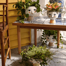 Bjørn Wiinblad Eva Flower Pot on Base, Blue, H: 8.3"