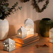 Kähler Urbania Tivoli Candle Lighthouse Entrance, White, H: 7.3"