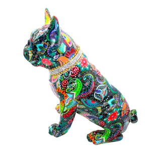 Street Art Flower French Bulldog with Necklace