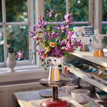 Bjørn Wiinblad Eva Vase, Lavender/Yellow, H: 5.9"