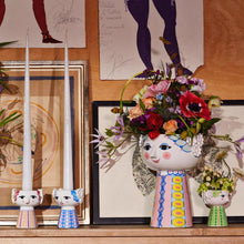 Bjørn Wiinblad Eva Vase, Pink/Blue, H: 9.3"