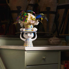 Bjørn Wiinblad Lady with Hat Vase, Blue, H: 8.1"