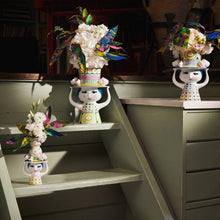 Bjørn Wiinblad Lady with Hat Vase, Blue, H: 8.1"