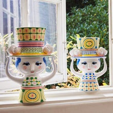 Bjørn Wiinblad Lady with Hat Vase, Green, H: 9.6"