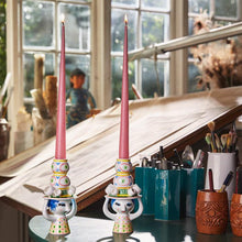 Bjørn Wiinblad Lady with Hat Candleholder, Yellow, H: 6.3"