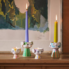 Bjørn Wiinblad Eva Tealight Holder, Yellow/Lavender, Ø: 2.6", 2 Pcs.