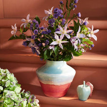 Kähler Poppery Apple with Caterpillar, Mint/Pink, H: 3.9"