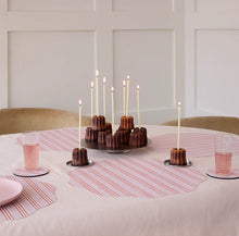 Chilewich Festive Stripes Scallop Placemats - Pink - Light Pink and Midtone Red