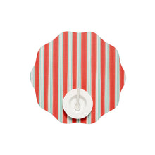 Chilewich Festive Stripes Scallop Placemats - Red - Midtone Red and Light Cool Green