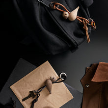 Kay Bojesen Bird Keychain, Gold/Natural Leather