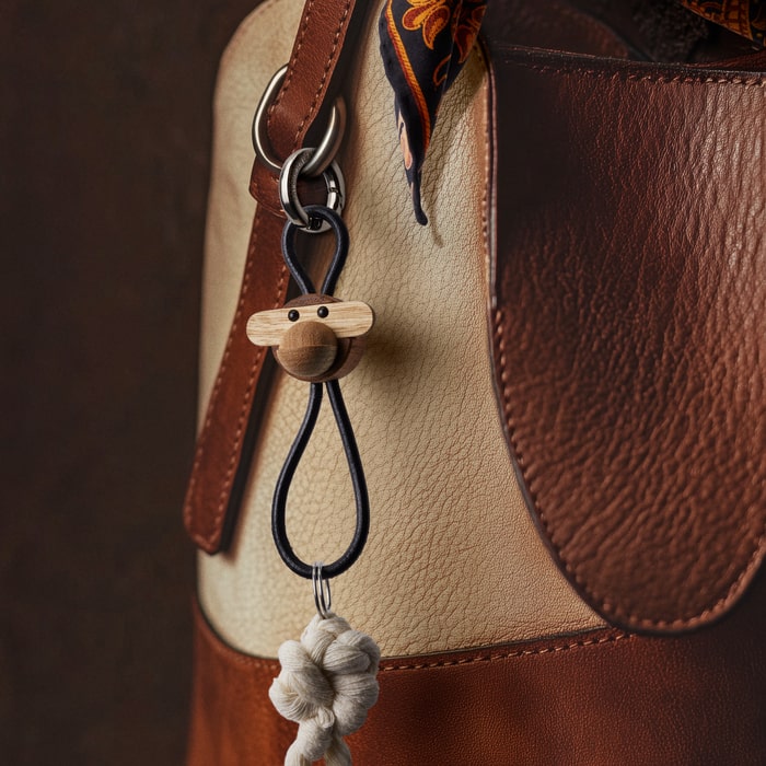 Kay Bojesen Monkey Keychain, Silver/Black Leather – Speranza Design Gallery