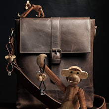 Kay Bojesen Monkey Bag Charm, Gold/Natural Leather