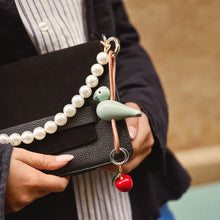 Kay Bojesen Bird Bag Charm, Green/Natural Leather