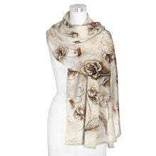 Da Vinci Flowers Silk Blend Women's Art Fashion Shawl