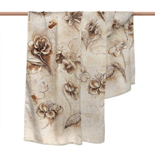 Da Vinci Flowers Silk Blend Women's Art Fashion Shawl