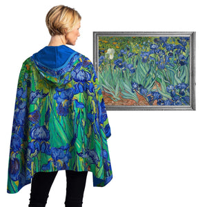 van Gogh Irises Womens Rain Cape - Rainproof Breathable Rain Poncho