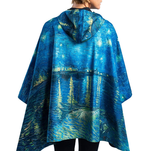 van Gogh Over the Rhone Womens Rain Cape - Rainproof Breathable Rain Poncho
