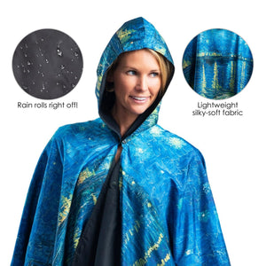 van Gogh Over the Rhone Womens Rain Cape - Rainproof Breathable Rain Poncho