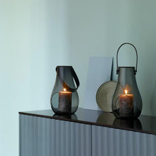 Holmegaard Design With Light Lantern, Smoke, H: 9.8"