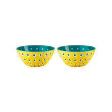 Guzzini Le Murrine Set of 2 Bowls 12 cm / 4.7 in - Yellow / White / Aquamarine