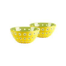 Guzzini Le Murrine Set of 2 Bowls 12 cm / 4.7 in - Saffron Yellow / White / Water Lily Green
