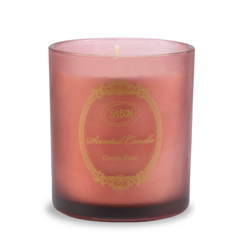 Glass Candle Green Rose
