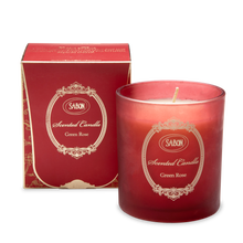 Glass Candle Green Rose