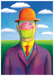 Magritte with Cupcake Greeting Card